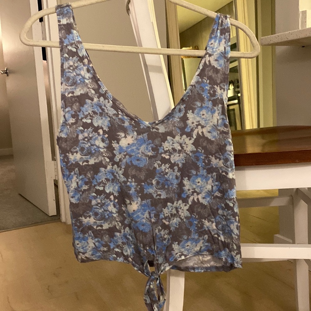 Urban Outfitters Blue and Grey Floral Tank